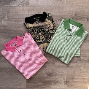 Izod Golf Men’s Polo Shirts (3) Stripes and Camo Sizes Medium and Large